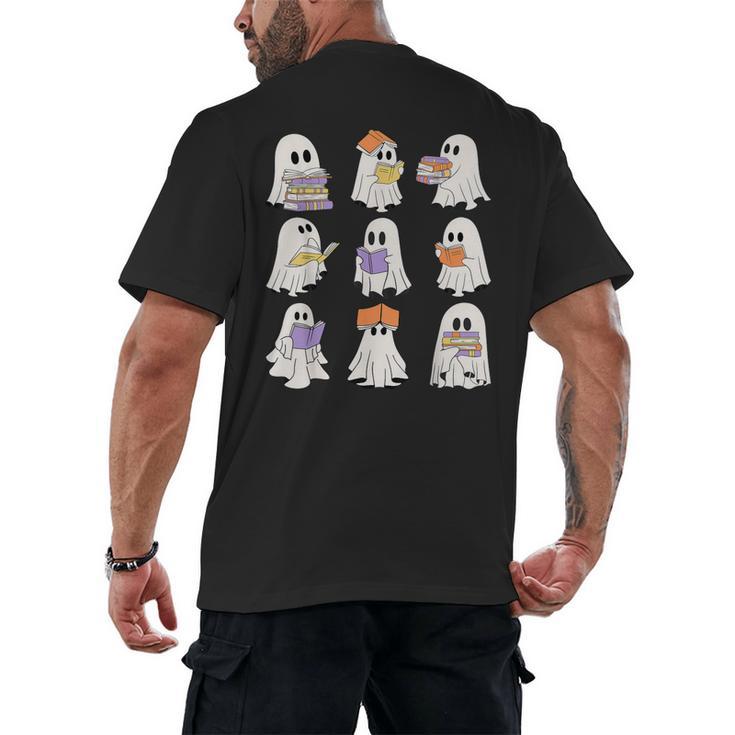 Cute Ghost Reading Books Teacher Halloween Reading Men Women Kids Men's Back Print T-Shirt