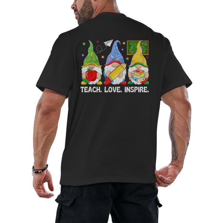 Cute Gnomes Teach Love And Inspire Back To School Teacher Men's Back Print T-Shirt