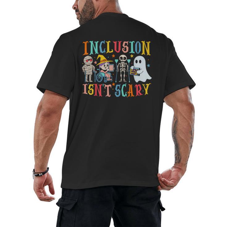 Cute Inclusion Isn't Scary Teacher Skeleton Ghost Halloween Men's Back Print T-Shirt