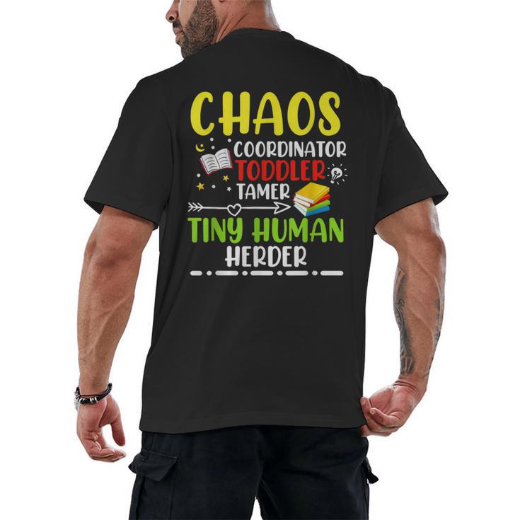 Daycare Teacher School Chaos Coordinator Toddler Tamer For Men Women Kids Men's Back Print T-Shirt
