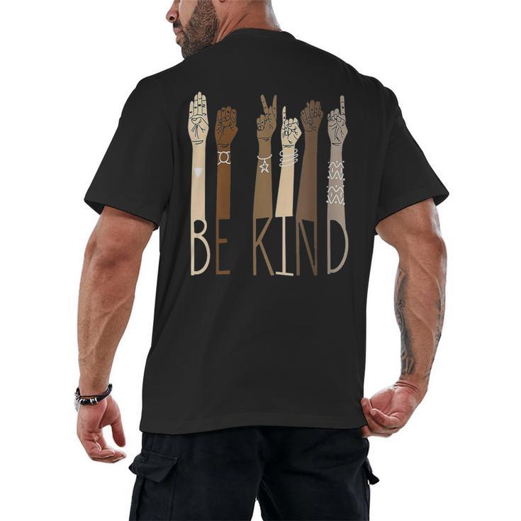 Deaf Be Kind Sign Language Hand Talking Teachers Interpreter Men's Back Print T-Shirt