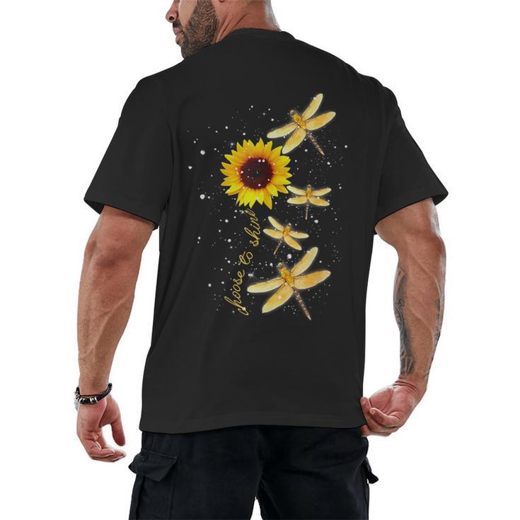 Dragonfly Sunflower Teacher Growth Mindset Choose To Shine Men's Back Print T-Shirt