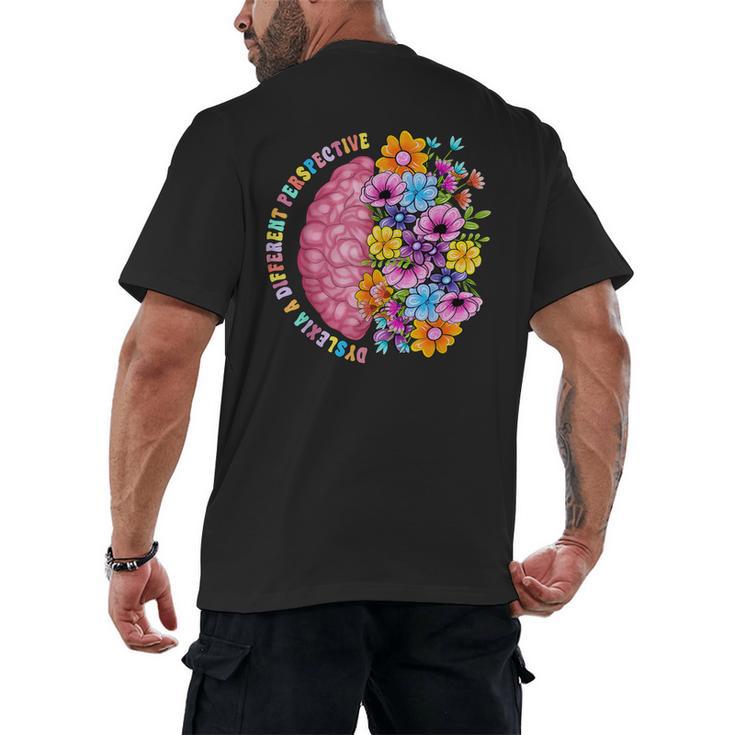 Dyslexia Different Perspective Reading Brain Floral Teacher Men's Back Print T-Shirt