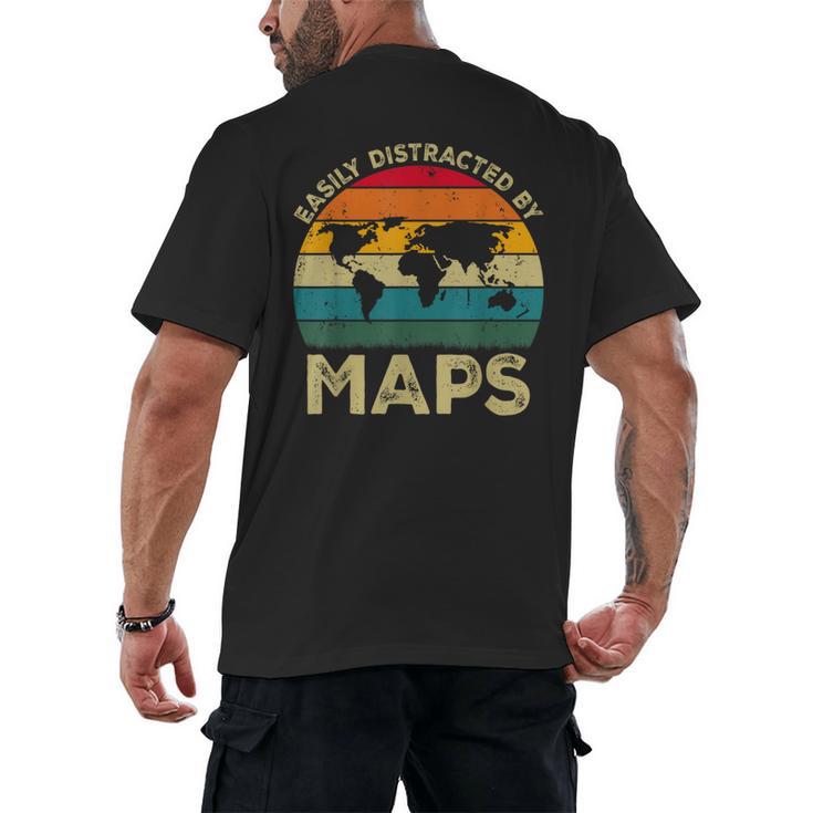 Easily Distracted By Maps Geography Teacher Men's Back Print T-Shirt