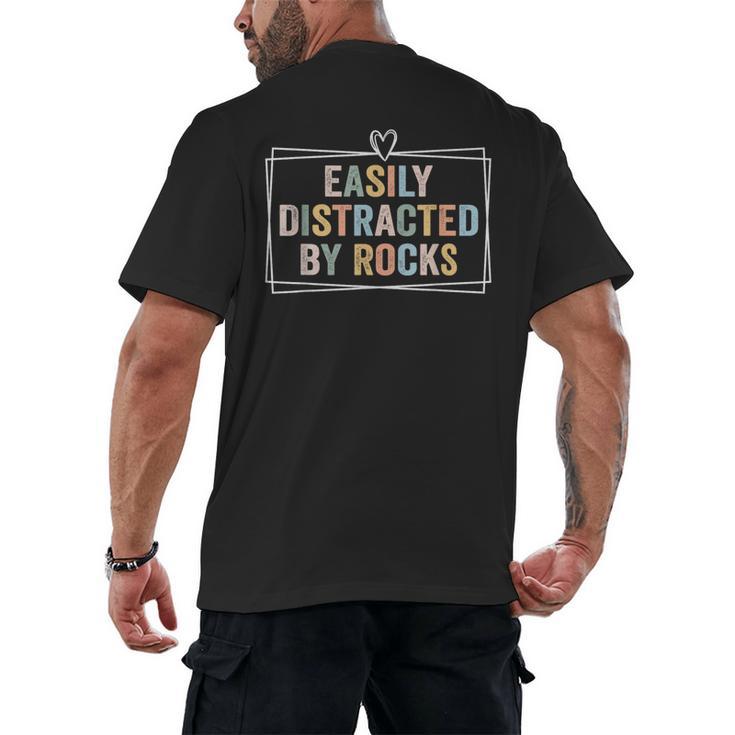 Easily Distracted By Rocks Geology Teacher Men's Back Print T-Shirt