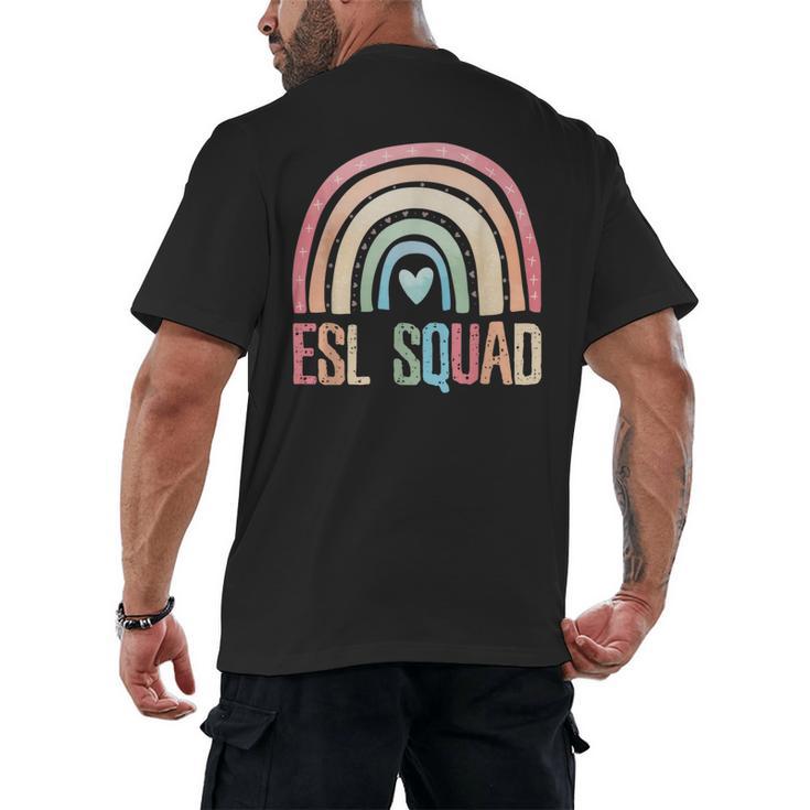 ESL Squad Teacher Crew Team Back To School English Rainbow Men's Back Print T-Shirt