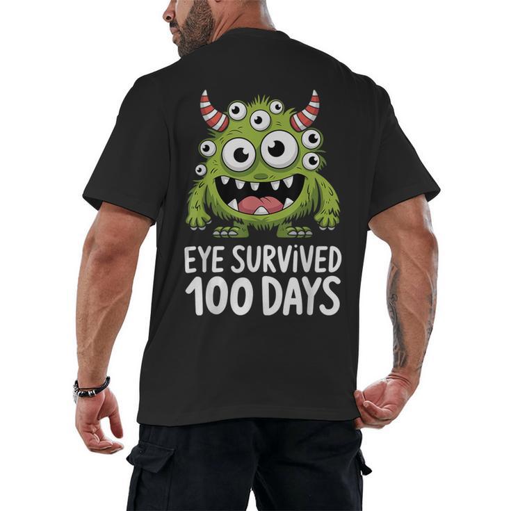 Eye Survived 100 Days Of School Monster Lover Teacher Kids Men's Back Print T-Shirt