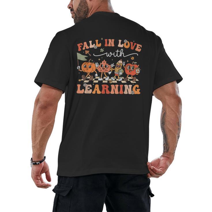 Fall In Love With Learning Autumn Teacher Thanksgiving Men's Back Print T-Shirt