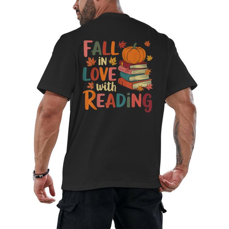 Fall In Love With Reading Autumn Thanksgiving Shirt Teacher Men's Back Print T-Shirt