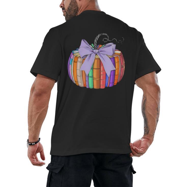 Fall Pumpkin Books Lover Halloween Teacher Teaching Staff Men's Back Print T-Shirt