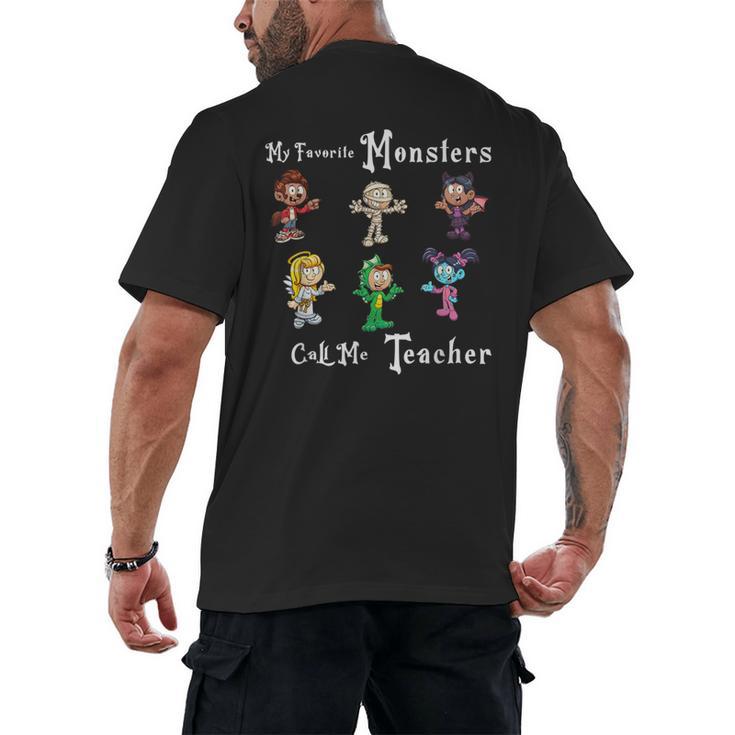 My Favorite Monsters Call Me Teacher Thank Mummy Vampire Bat Men's Back Print T-Shirt