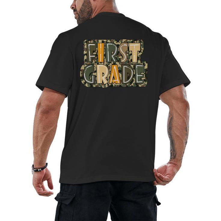 First 1St Grade Camo Camouflage Boy Teacher Back To School Men's Back Print T-Shirt