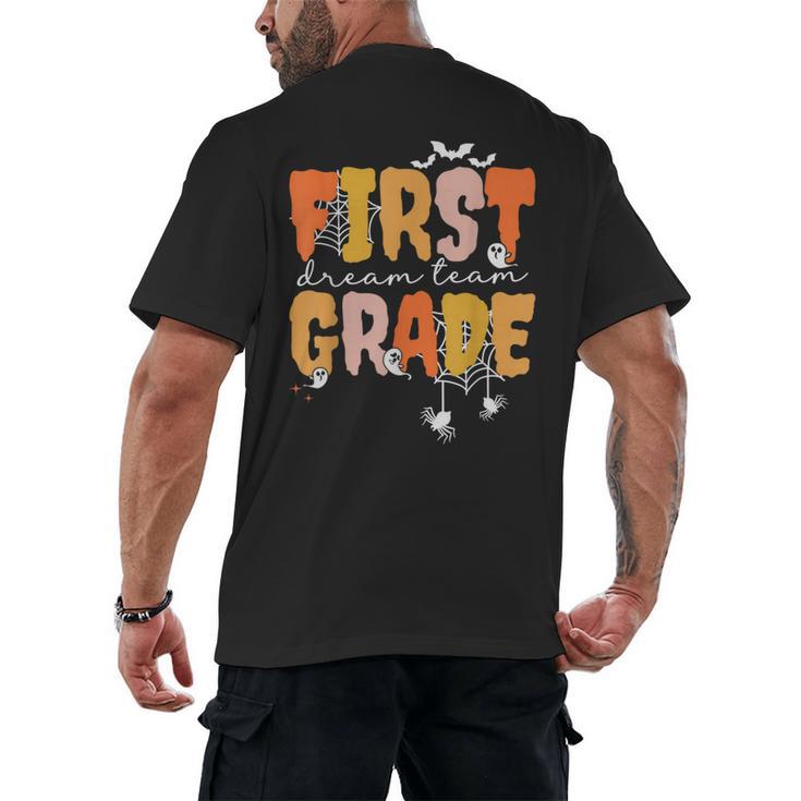 First Grade Dream Retro Team Fall Halloween Spooky Teachers Men's Back Print T-Shirt