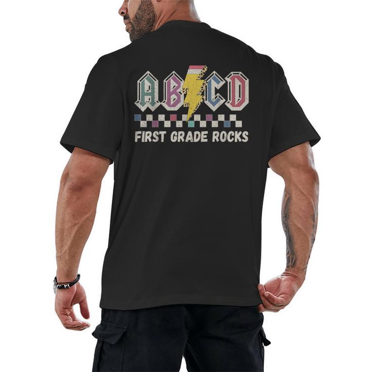 First Grade Rocks Teachers Back To School ABCD Rock Students Men's Back Print T-Shirt