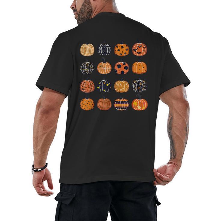 Folk Art Pumpkins Teacher Nurses Admin Witch Halloween Cute Men's Back Print T-Shirt