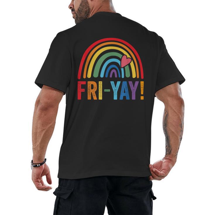 Fri-Yay Friyay Rainbow Colors Teacher Childrens Fun Designs Men's Back Print T-Shirt