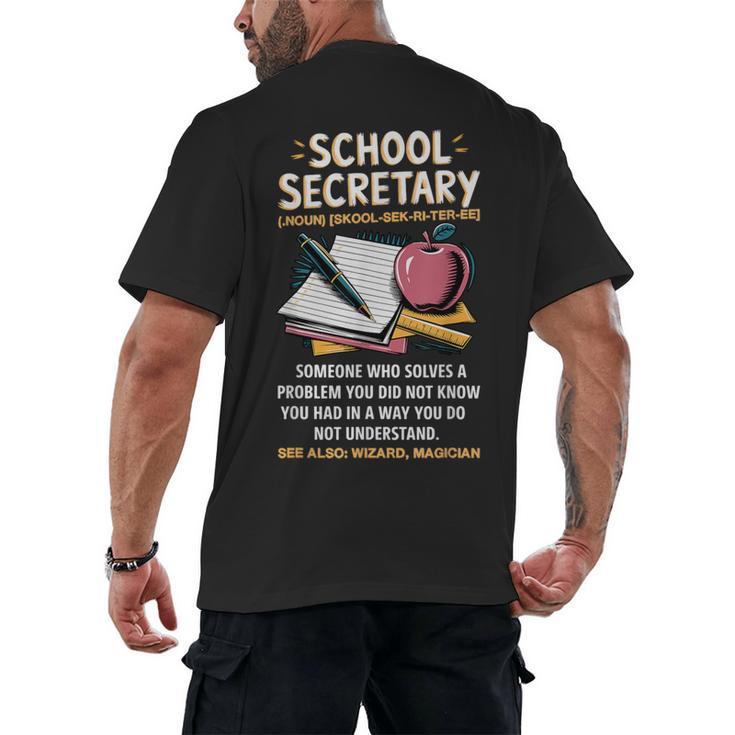 Front Office Teacher Admin Meaning School Secretary Men's Back Print T-Shirt