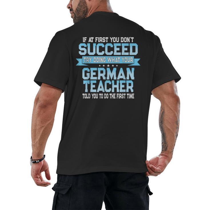 Fun German Teacher Appreciation Language Class Saying Men's Back Print T-Shirt