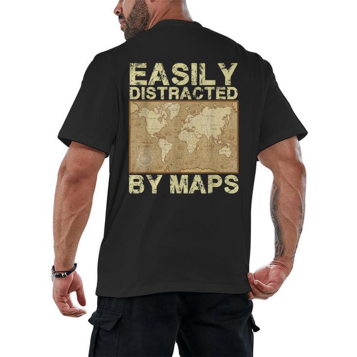 Geography Teacher Easily Distracted By Maps Men's Back Print T-Shirt