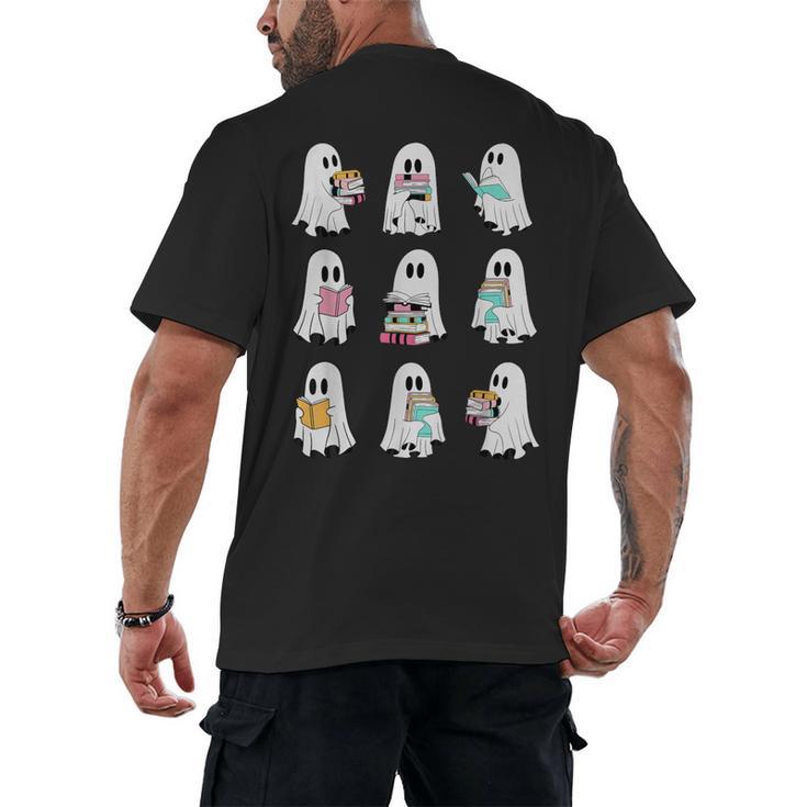 Ghost Reading Books Spooky Librarian Teacher Women Men's Back Print T-Shirt
