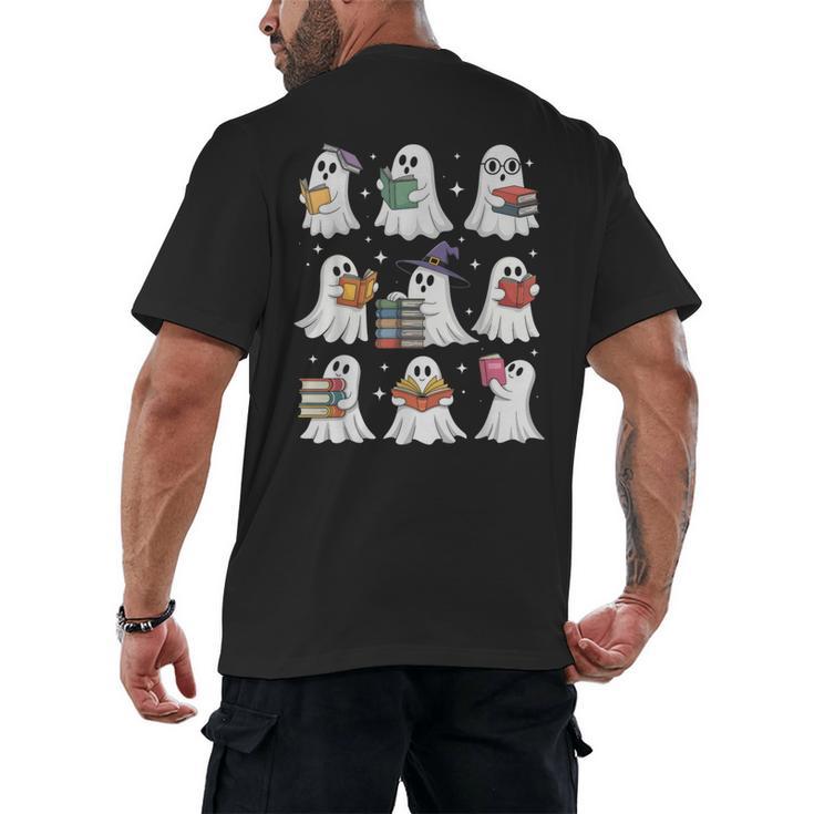 Ghost Reading Teacher Halloween Costume Librarian Book Lover Men's Back Print T-Shirt
