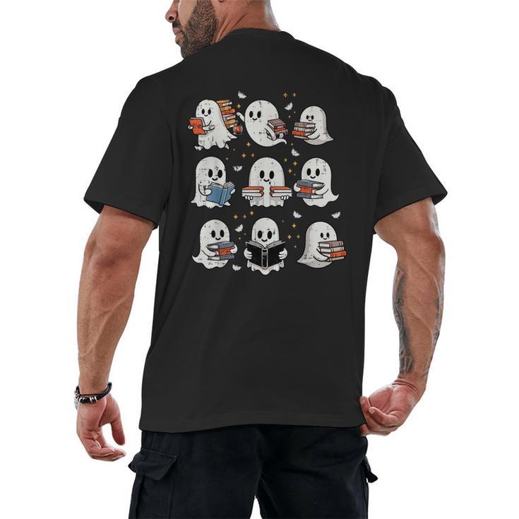 Ghosts With Books Library Halloween Men Women Kids Teacher Men's Back Print T-Shirt