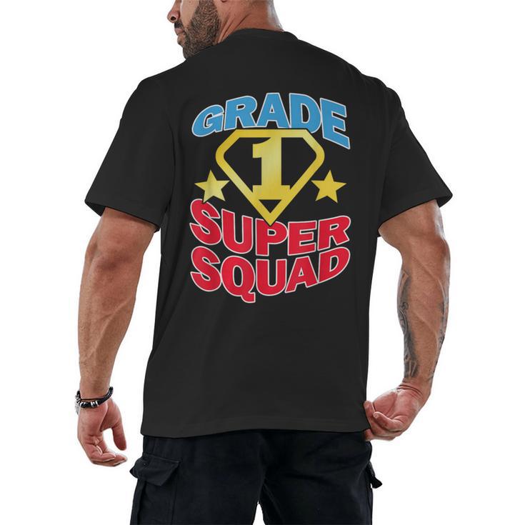 Grade 1 Super Squad Superhero Teacher Team Men's Back Print T-Shirt