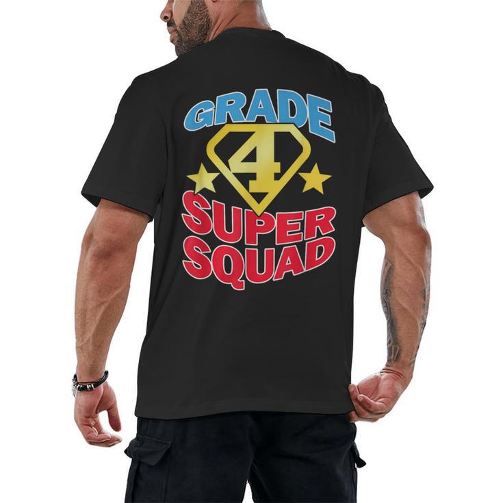 Grade 4 Super Squad Superhero Teacher Team Men's Back Print T-Shirt