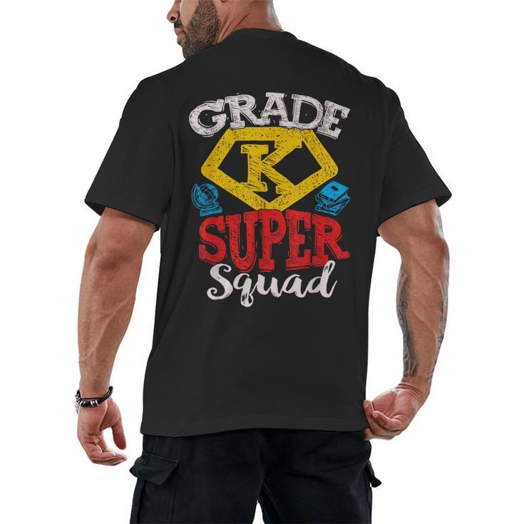 Grade K Super Squad Superhero Kindergarten Teacher Team Men's Back Print T-Shirt