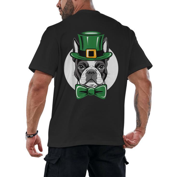 Green Boston Terrier Shamrock St Patricks Day Boston Terrier Men's Back Print T-Shirt