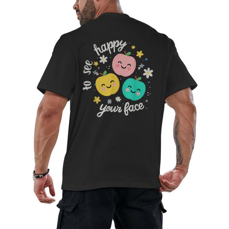 Groovy Happy To See Your Face Teacher School Appreciation Men's Back Print T-Shirt