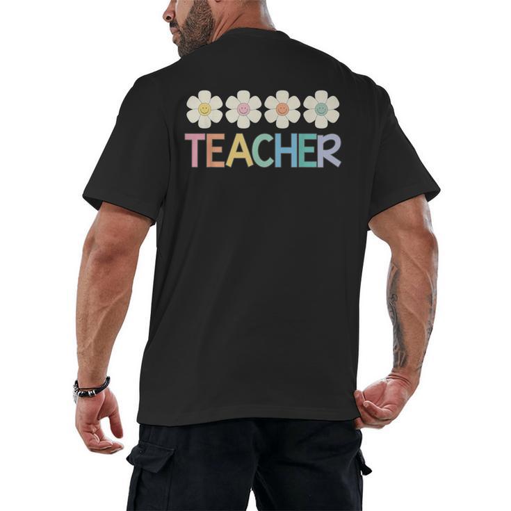 Groovy Teacher Cute Daisy Flower Retro Back To School Men's Back Print T-Shirt