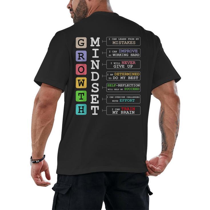 Growth Mindset Shirt Positive School Classroom Teacher Men's Back Print T-Shirt