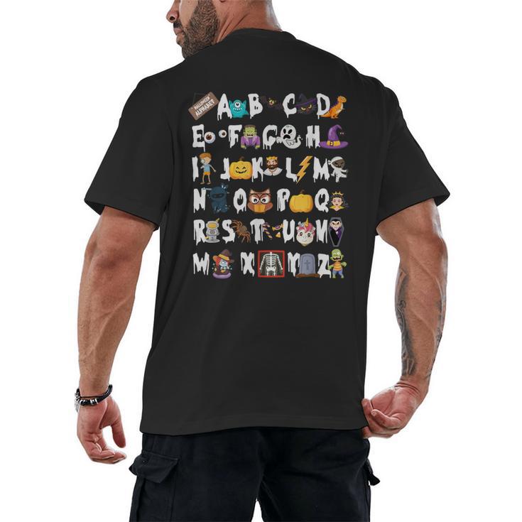 Halloween Alphabet ABCs Learning Kindergarten Teacher Men Women Kids Men's Back Print T-Shirt