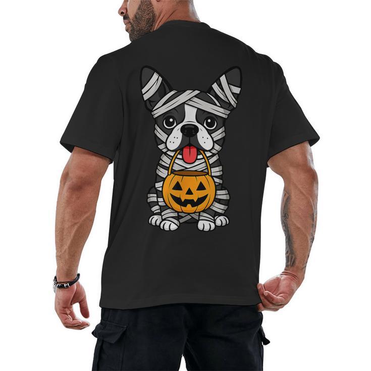 Halloween Dog Boston Terrier Mummy Costume Men Women Kids Men's Back Print T-Shirt
