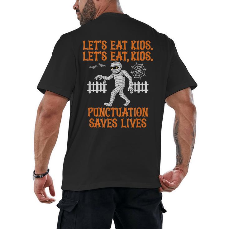 Halloween Lets Eat Kids Punctuation Teacher Men's Back Print T-Shirt