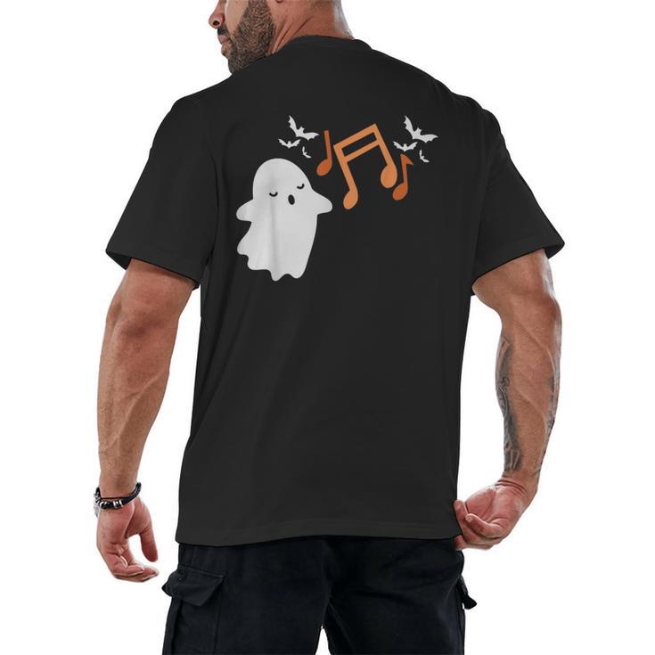 Halloween Music Note Ghost Teacher Fall Musical Instrument Men's Back Print T-Shirt