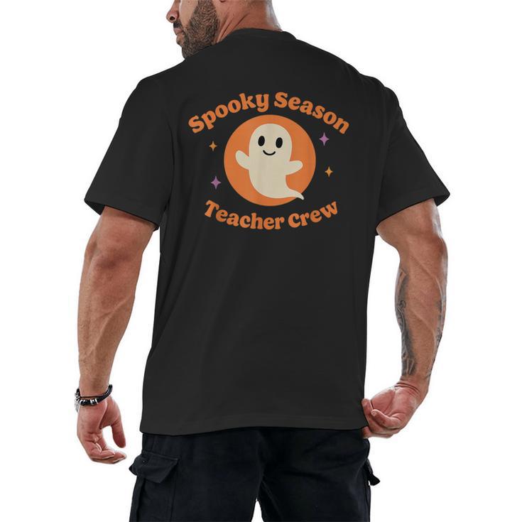 Halloween Teacher Crew Spooky Season Retro Ghost Men's Back Print T-Shirt