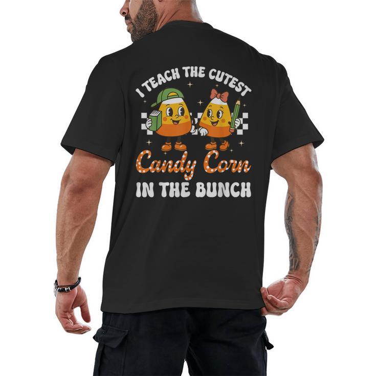 Halloween Teacher Cutest Candy Corn Groovy Spooky Teachers Men's Back Print T-Shirt