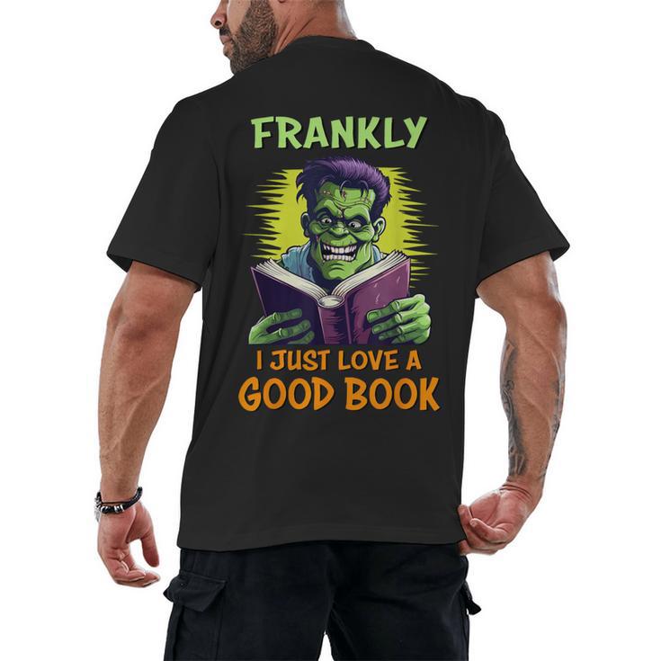 Halloween Teacher Librarian Frankenstein Reading Books Men's Back Print T-Shirt
