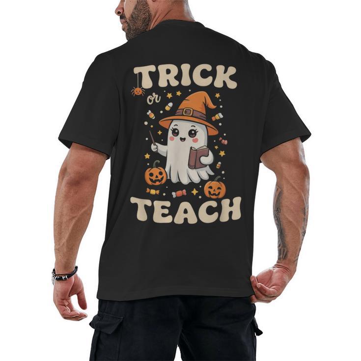 Halloween Teacher Shirts Women School Trick Or Teach Groovy Men's Back Print T-Shirt