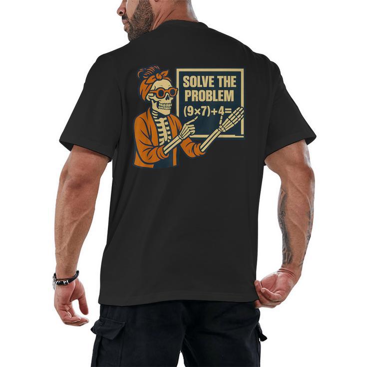Halloween Teacher Six Seven Meme 6 7 Skeleton Spooky Costume Men's Back Print T-Shirt