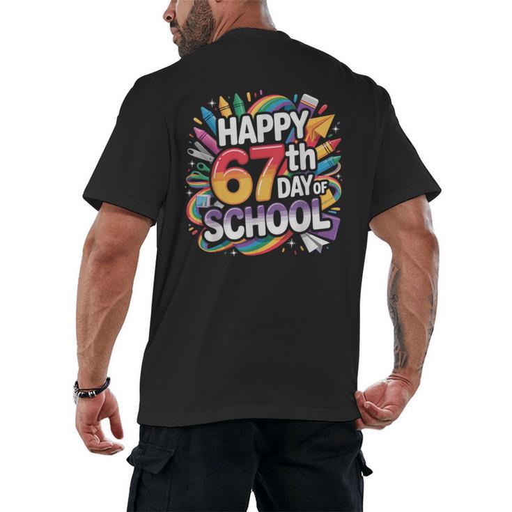 Happy 67 Days Of School Meme 100 Day Of School Teacher 6 7 Men's Back Print T-Shirt