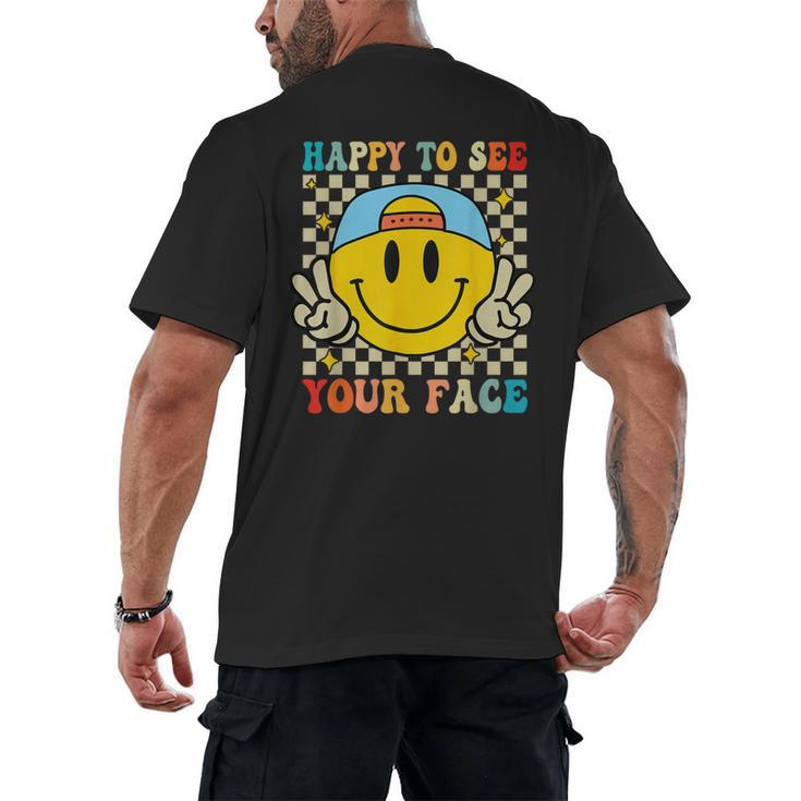 Happy To See Your Face Hippie Smile Back To School Teachers Men's Back Print T-Shirt
