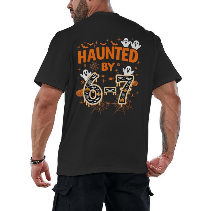 Haunted By 6-7 Halloween Math Teacher Joke Men's Back Print T-Shirt