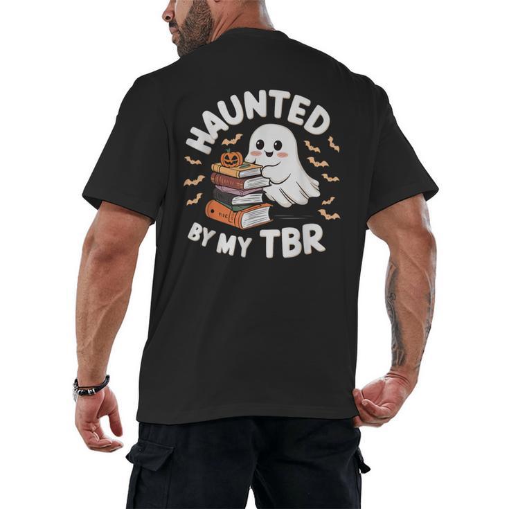 Haunted By My TBR Cute Ghost Book Reading Teacher Halloween Men's Back Print T-Shirt