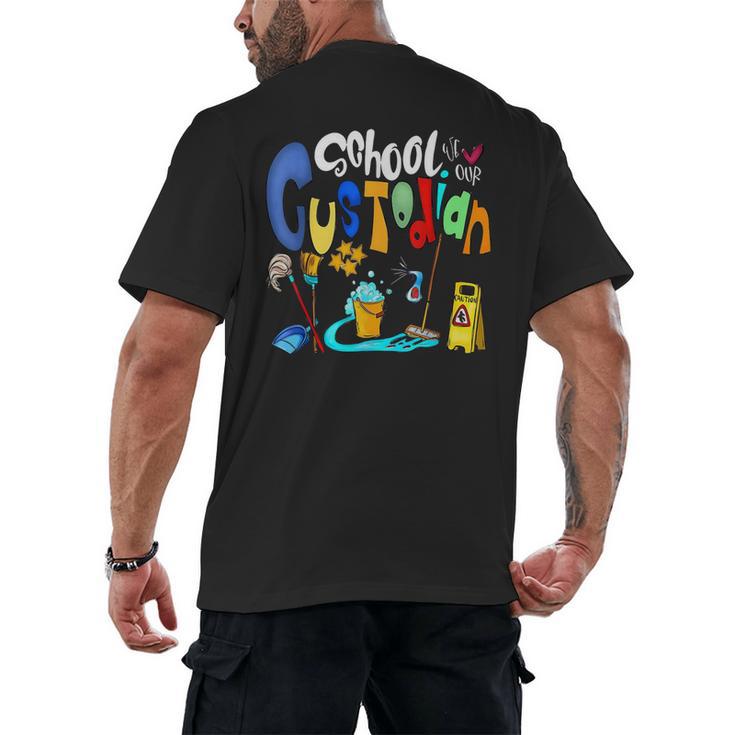 We Heart Love Our School Custodian For Teacher & Kids Men's Back Print T-Shirt