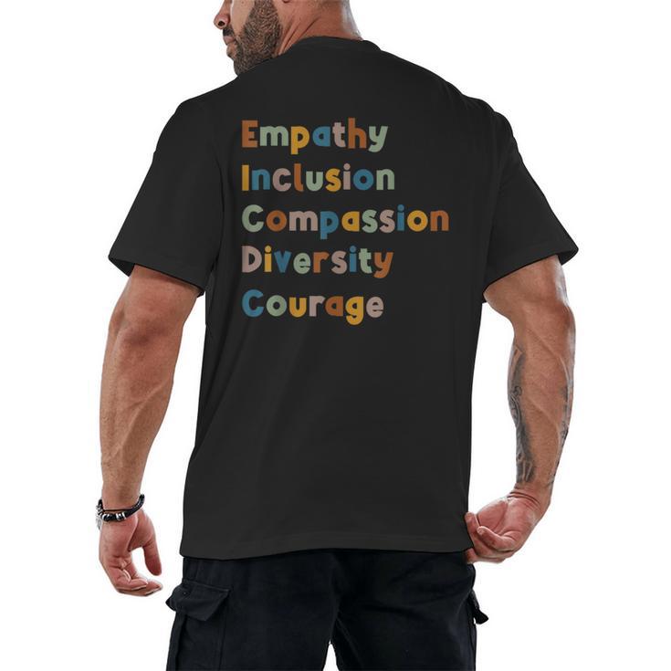 Inclusive Teacher Diversity Inclusion Empathy Teacher Team Men's Back Print T-Shirt