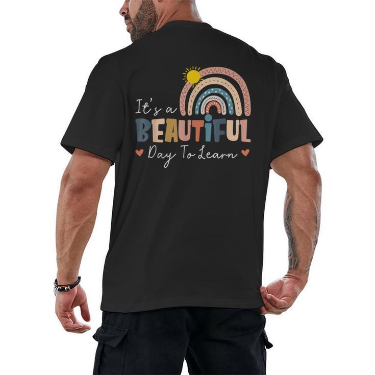 It's A Beautiful Day To Learn Cute Rainbow Boho Teacher Men's Back Print T-Shirt