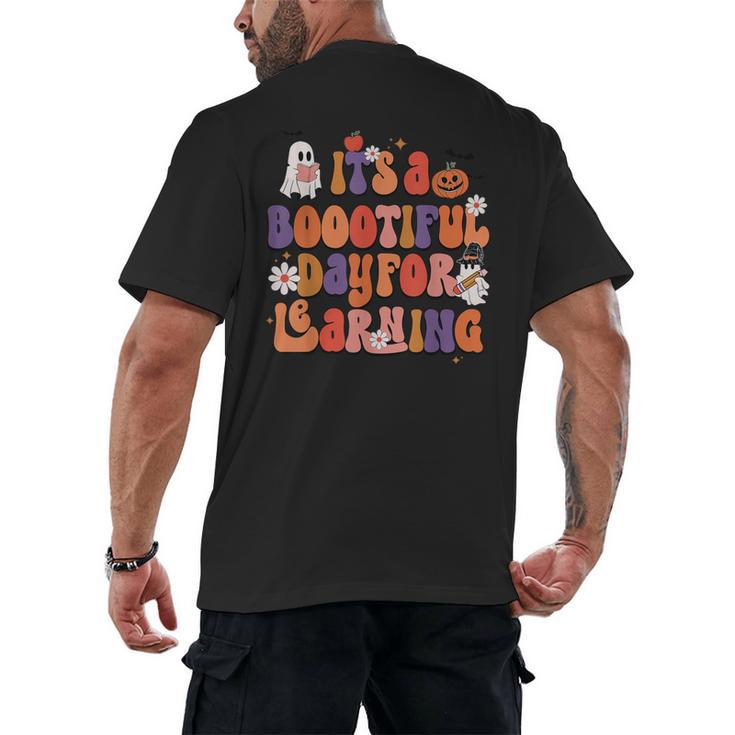 It's A Bootiful Day For Learning Cute Teacher Halloween Men's Back Print T-Shirt